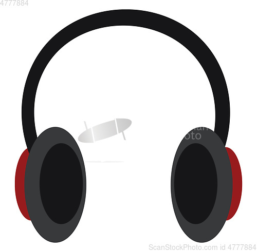 Image of A black wireless earphone to enjoy music vector color drawing or