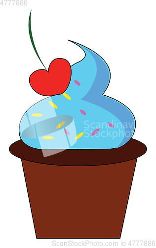 Image of Small ice cake with strawberry on topillustration vector on whit