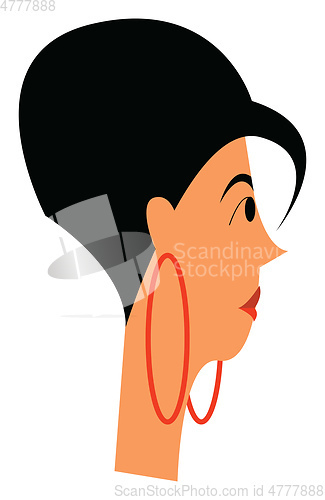 Image of Lady with styled hair and danglers vector or color illustration