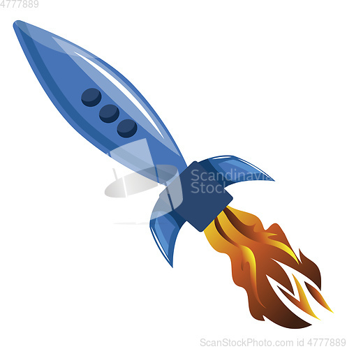 Image of Flying blue rocket vector illustration on white background.