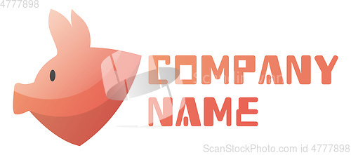 Image of Cute pink pig head next to a blank text space vector logo illust