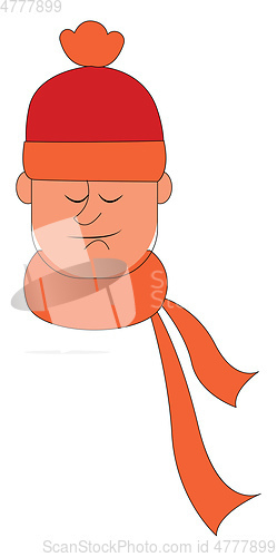 Image of A man with an orange scarf tied around his neck vector or color 