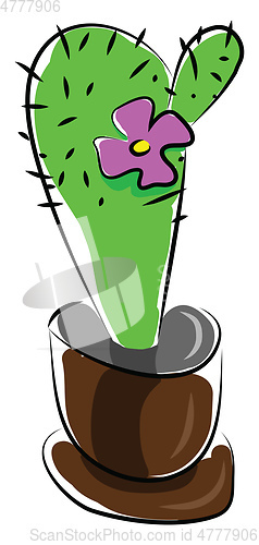 Image of Painting of a tall blooming cactus plant vector color drawing or