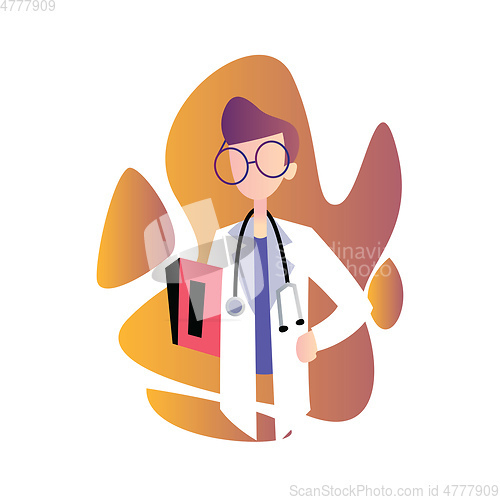 Image of Female doctor with round glasses minimalistic vector occupation 