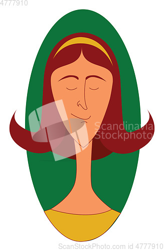 Image of Portrait of a girl with red hair vector illustration in green ec