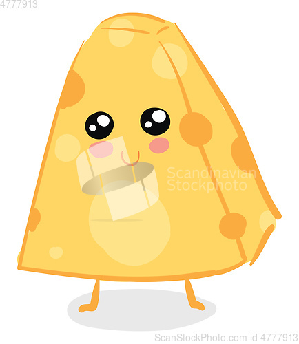 Image of A triangular piece of cheese vector or color illustration