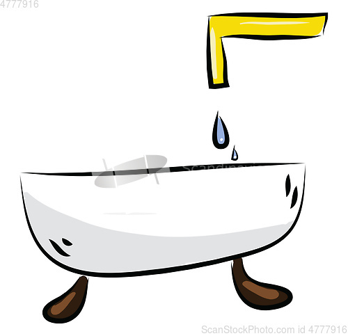 Image of Bathtub with faucet illustration color vector on white backgroun