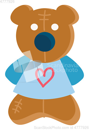 Image of Clipart of a cute little teddy bear in blue costume vector or co