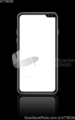 Image of All-screen blank smartphone mockup isolated on black. 3D render