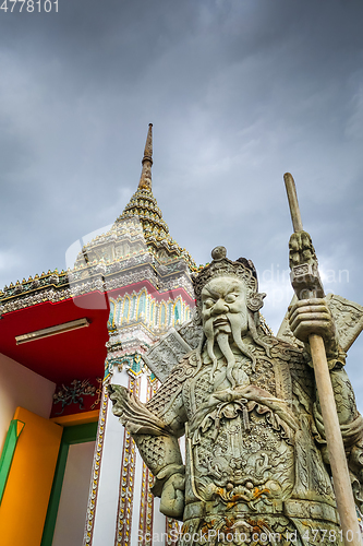 Image of Chinese Guard statue in Wat Pho, Bangkok, Thailand