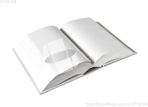 Image of Open blank dictionary, book isolated on white
