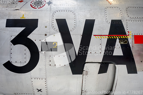 Image of Old vintage airplane fuselage closeup view