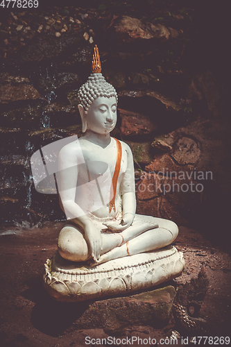 Image of Buddha statue in jungle, Wat Palad, Chiang Mai, Thailand