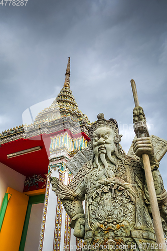 Image of Chinese Guard statue in Wat Pho, Bangkok, Thailand