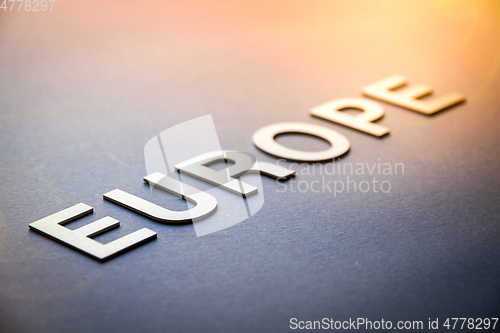 Image of Word Europe written with white solid letters