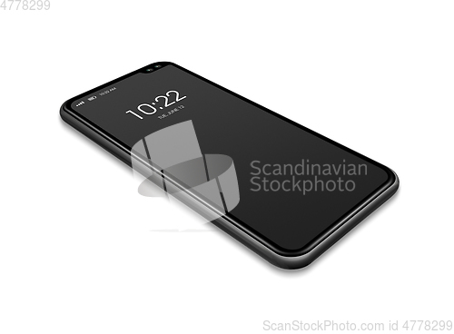 Image of All-screen black smartphone mockup isolated on white. 3D render