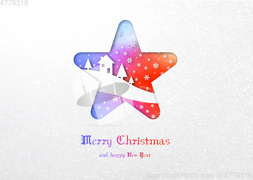 Image of Merry Christmas rainbow star winter card