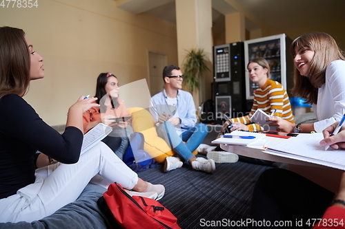 Image of students using modern technology for school project