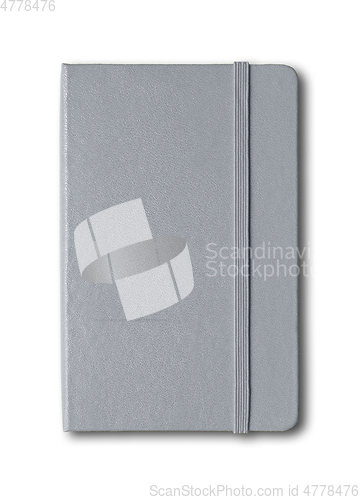 Image of Grey closed notebook isolated on white