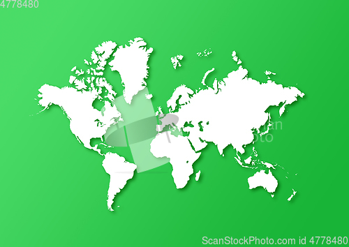 Image of Detailed world map isolated on a green background