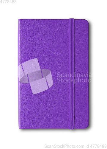 Image of Purple closed notebook isolated on white