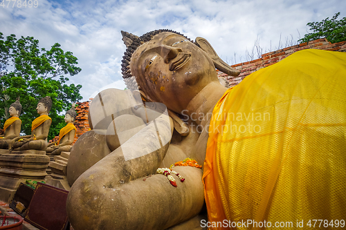 Image of Reclining Buddha, Wat Phutthaisawan temple, Ayutthaya, Thailand