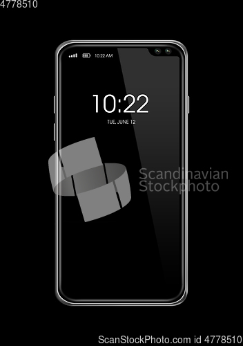 Image of All-screen blank smartphone mockup isolated on black. 3D render