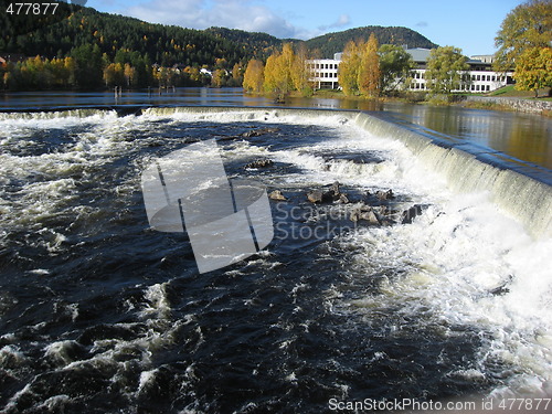 Image of Waterfall in front of a factorybuilding