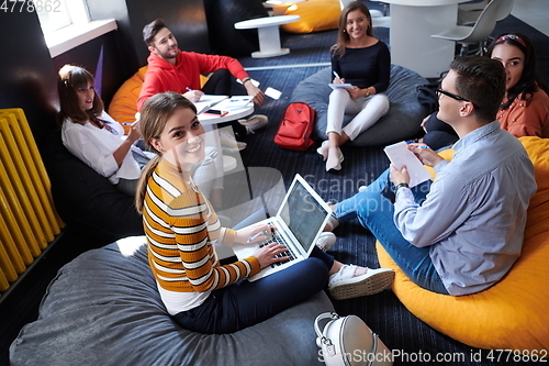 Image of students using modern technology for school project