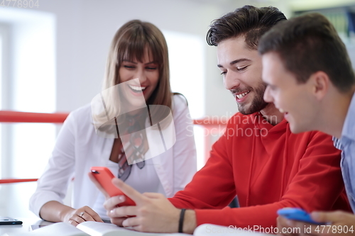 Image of students in modern school using modrn technology