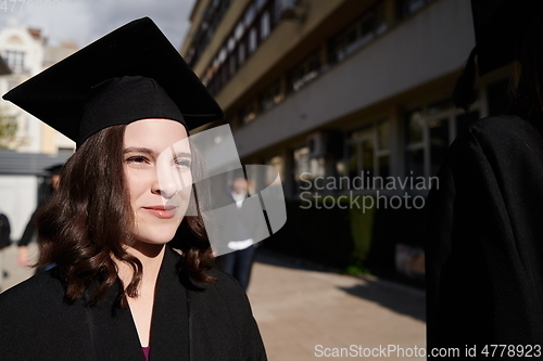 Image of Group of diverse international graduating students celebrating