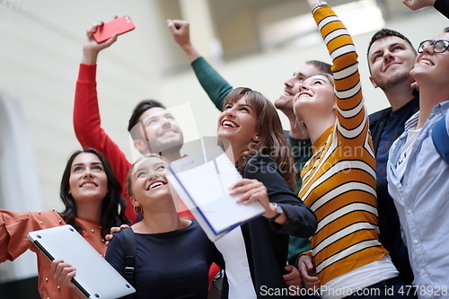 Image of students in modern school using modrn technology