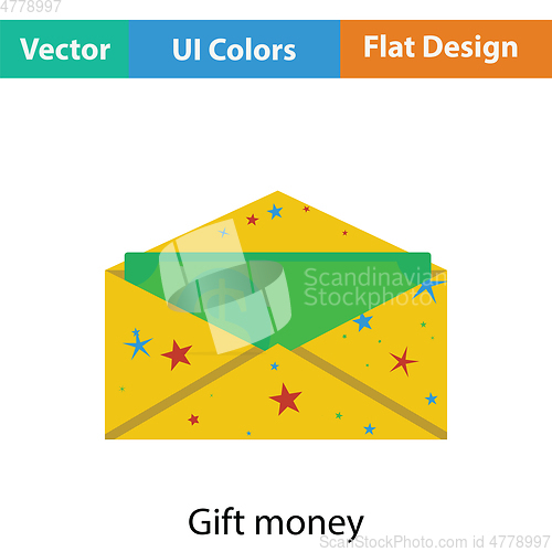 Image of Birthday gift envelop icon with money  