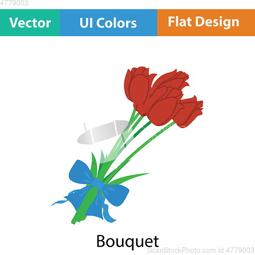 Image of Tulips bouquet icon with tied bow