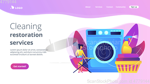 Image of Dry cleaning and laundering concept landing page.