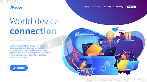 Image of Global network connection concept landing page.