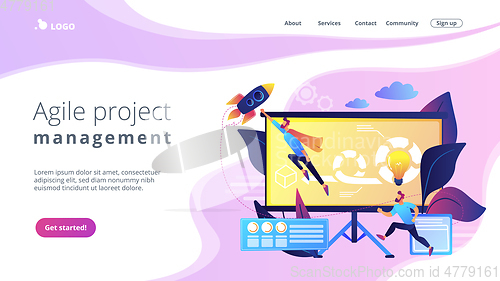 Image of Agile project managementconcept landing page.