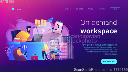 Image of On-demand urban workspace concept landing page.