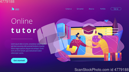 Image of Online tutor concept landing page.