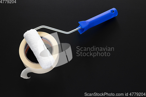 Image of painting roller isolated on black background