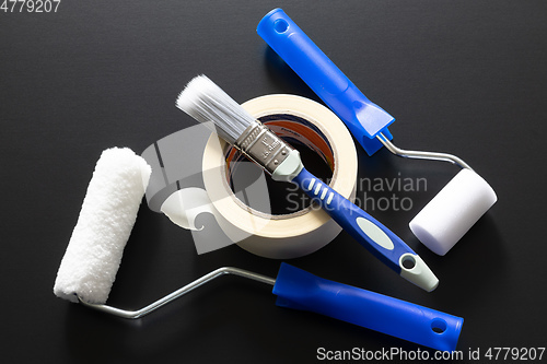 Image of painting roller isolated on black background