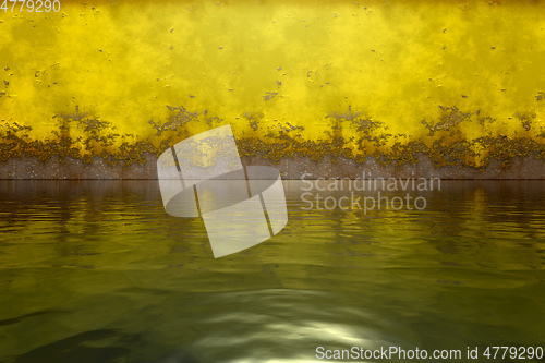 Image of rusty metal wall water surface