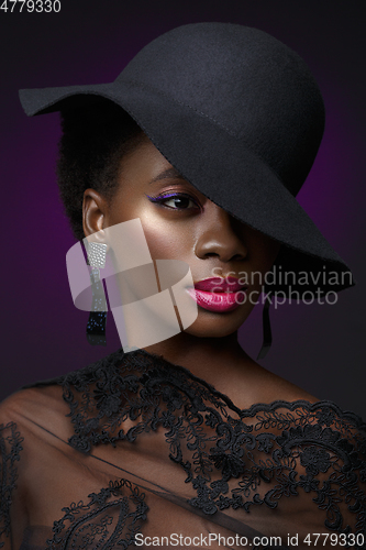 Image of Beautiful black girl with crystal crown