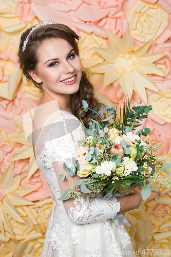 Image of beautiful girl in wedding gown