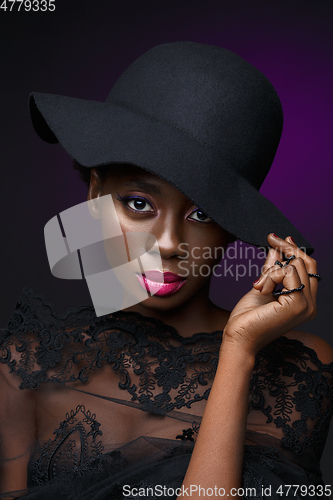 Image of Beautiful black girl with crystal crown