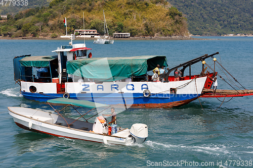 Image of Malagasy freighter ship in Nosy Be bay, Madagascar