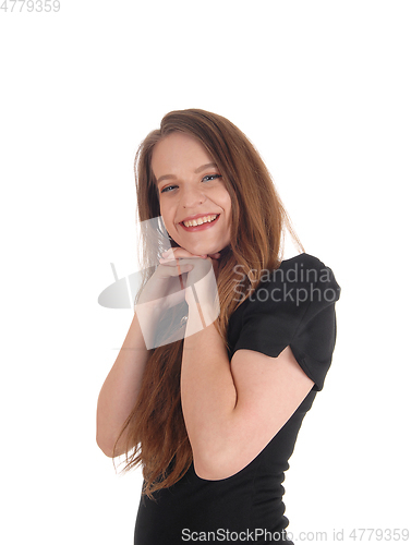 Image of Happy smiling brunette woman