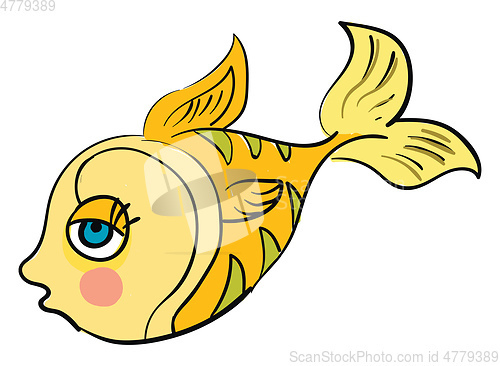 Image of A golden fish with blue eyes looks cute vector or color illustra