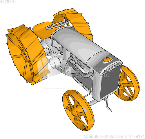 Image of Grey and yellow tractor vector illustration on white background
