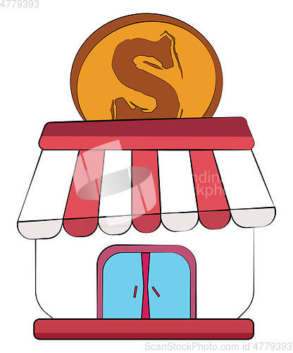 Image of A business establishment with coin sign vector or color illustra